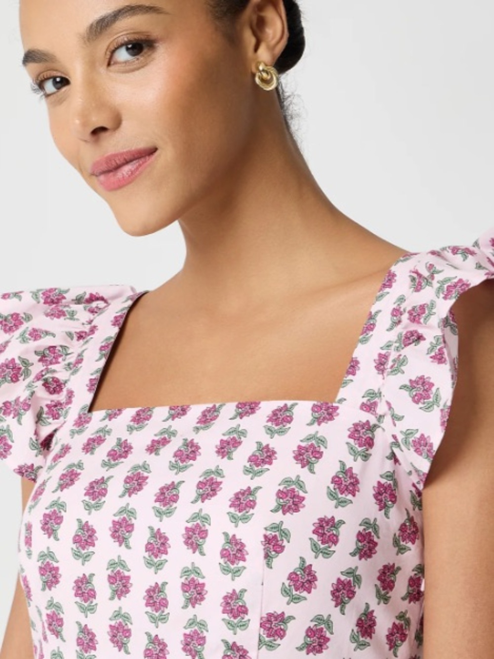 J. Crew Pink Floral Cotton Blend Midi Dress NWT Size 14 - Picture 5 of 11